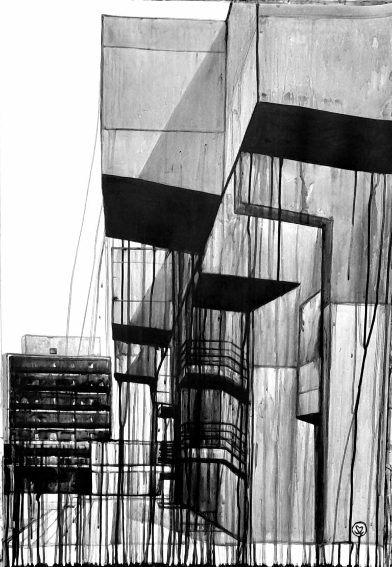 Escalier A / Acrylique sur papier / 100 x 70 cm / 2026