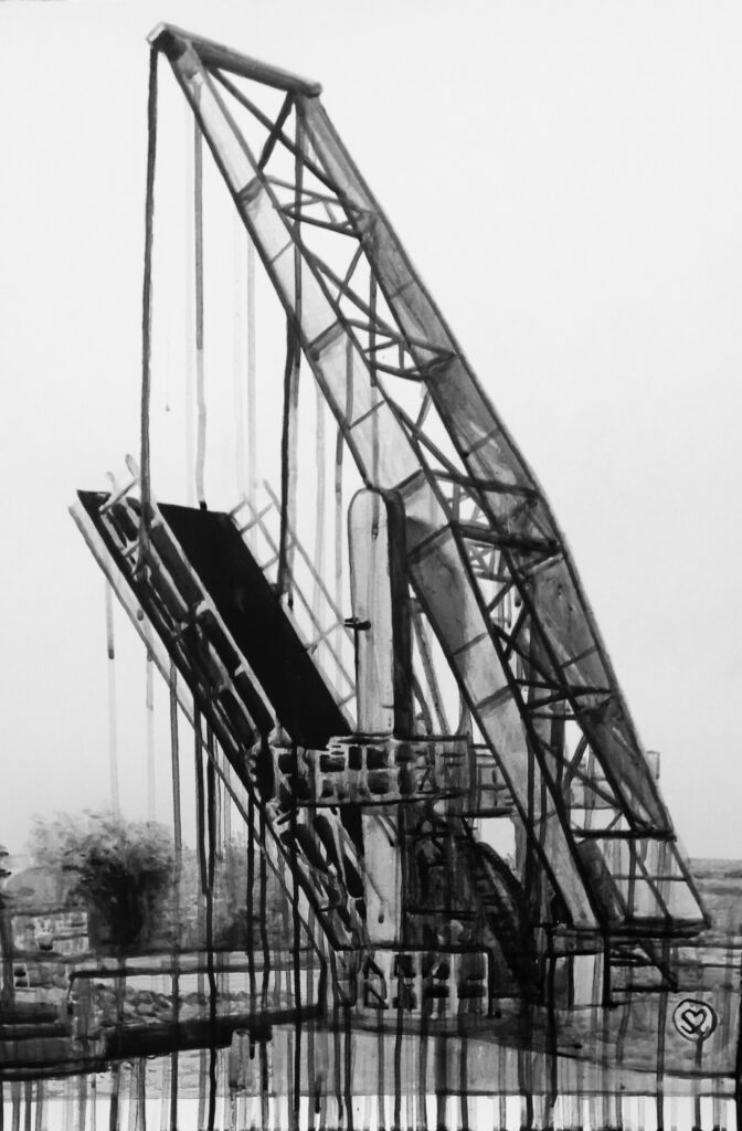 JJV-Pont-basculant-Acryl-on-paper-50x70-2025