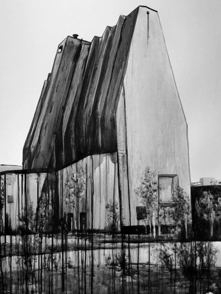JJV / Toppila silo / Oulu / Finland / Alvar Aalto / Acrylique sur papier / 100 x 70 cm / 2026