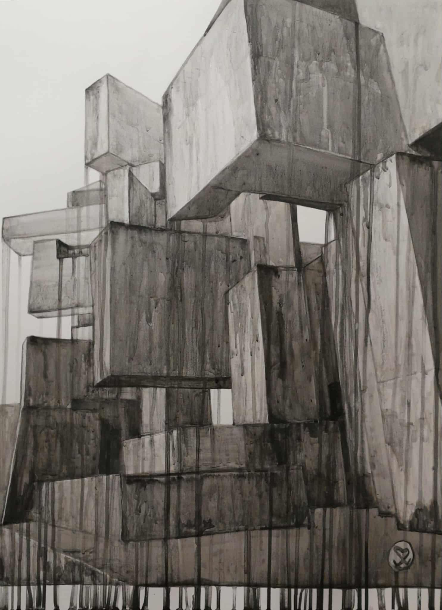 JJV /Wien - Wotrubakirche / Acrylique sur papier / 50 x 70 cm / 2025 - Collection privée