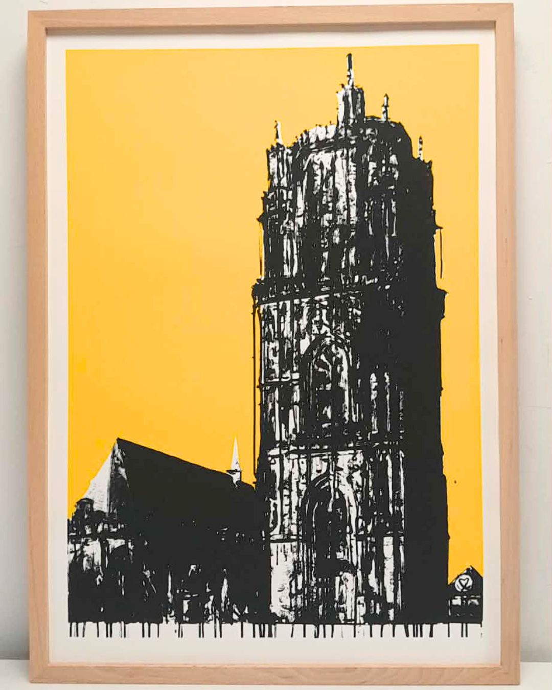 Sérigraphie-jjv-clocher-CATÉDRALE RODEZ- Jaune