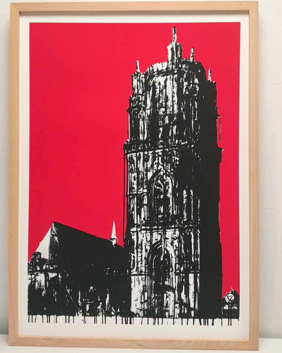 Sérigraphie-jjv-clocher-cathédrale Rodez ROUGE